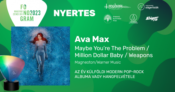 Ava Max nyert a Fonogram - Magyar Zenei Díj külföldi modern pop-rock kategóriájában!